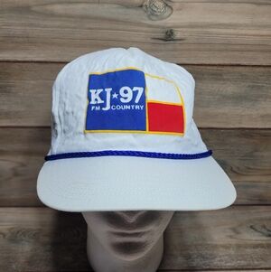 Vintage KJ 97 FM San Antonio Country Trucker Hat Baseball Cap Snap Back White